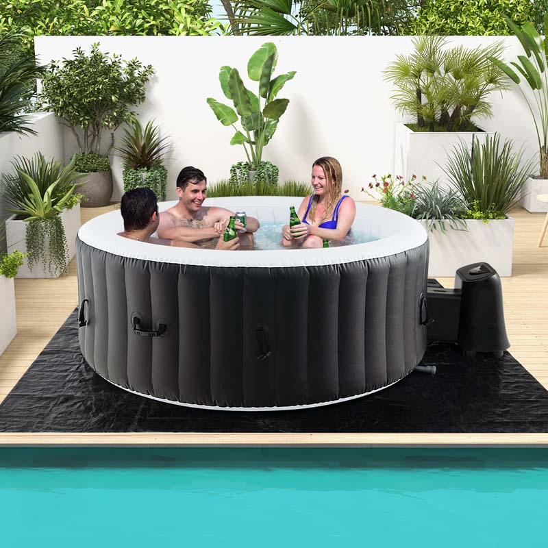 2-6 Person Inflatable Hot Tub with 110/130 Soothing Air Jets, Heater Pump & Cover, Portable Outdoor Water Spa Tub for Backyard