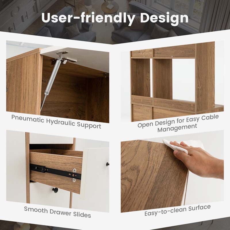 71" Kitchen Buffet Hutch Storage Cabinet Microwave Cupboard, Freestanding Pantry with 3 Cabinets & Drawers, Adjustable Shelves