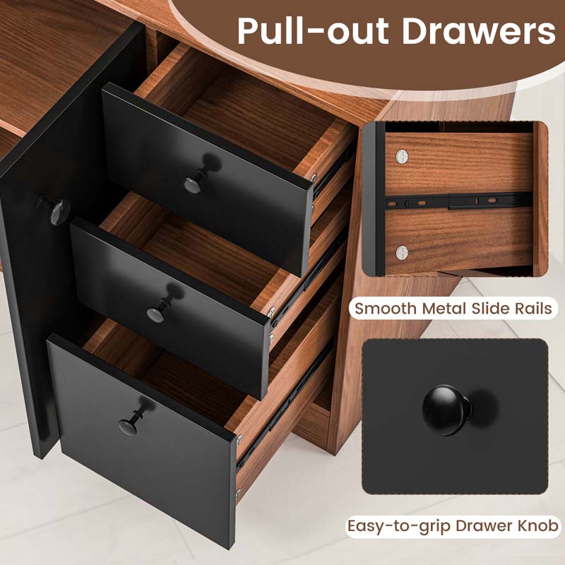 71" Kitchen Buffet Hutch Storage Cabinet Microwave Cupboard, Freestanding Pantry with 3 Cabinets & Drawers, Adjustable Shelves