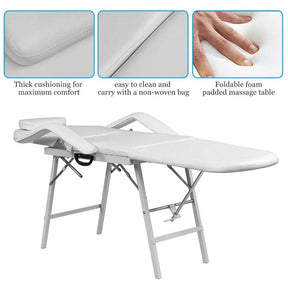73" Portable 3 Folding Massage Bed Spa Table with Carry Case, Adjustable Massage Table for Tattoo Salon Facial