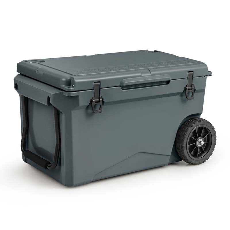 75 Quart Rotomolded Cooler with Wheels & Portable Handles, Insulated Large Ice Chest w/Leak-Proof Tight Latches for Outdoor Camping Beach