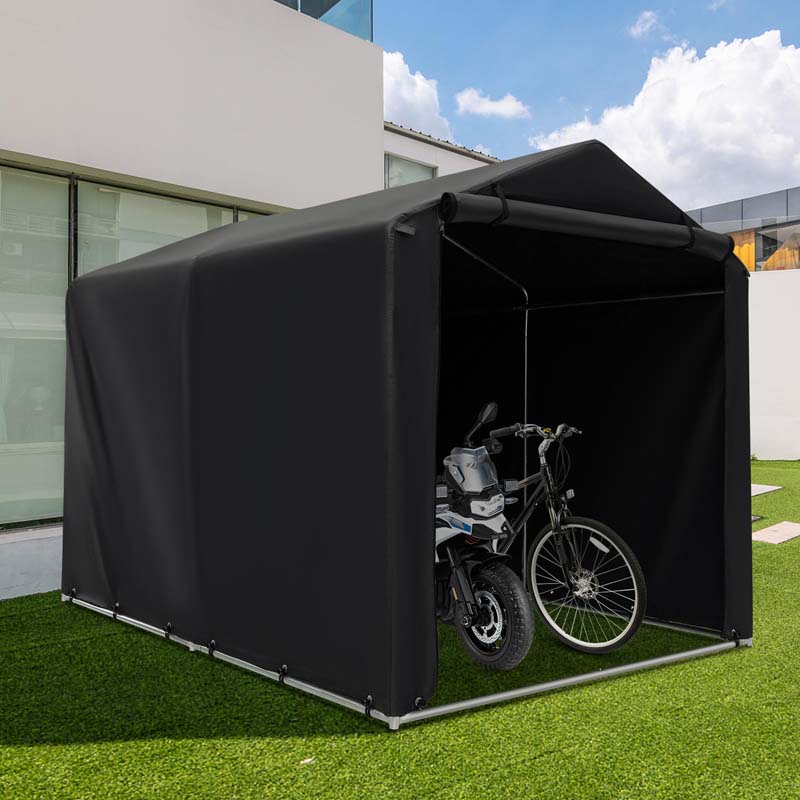 7x5.2Ft Heavy-Duty Outdoor Storage Shed Tent with Waterproof Cover & Roll-Up Zipper Door, Portable Shelter for Bikes, Garden Tools & Motorcycles