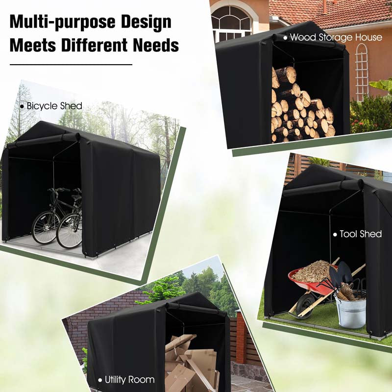 7x5.2Ft Heavy-Duty Outdoor Storage Shed Tent with Waterproof Cover & Roll-Up Zipper Door, Portable Shelter for Bikes, Garden Tools & Motorcycles