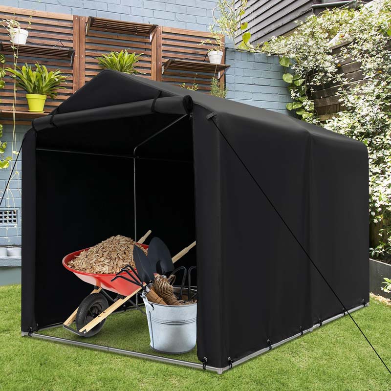 7x5.2Ft Heavy-Duty Outdoor Storage Shed Tent with Waterproof Cover & Roll-Up Zipper Door, Portable Shelter for Bikes, Garden Tools & Motorcycles