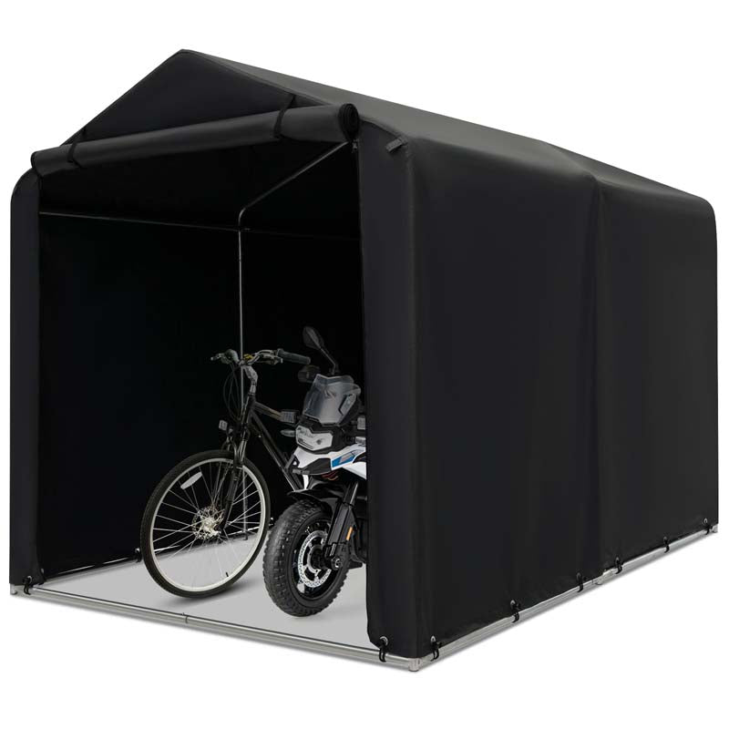 7x5.2Ft Heavy-Duty Outdoor Storage Shed Tent with Waterproof Cover & Roll-Up Zipper Door, Portable Shelter for Bikes, Garden Tools & Motorcycles