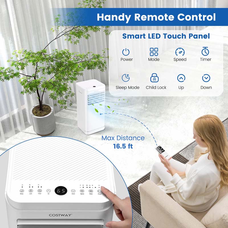 8000 BTU 3-in-1 Portable Air Conditioner Personal AC Unit with Dehumidifier, Fan Mode, Child Lock