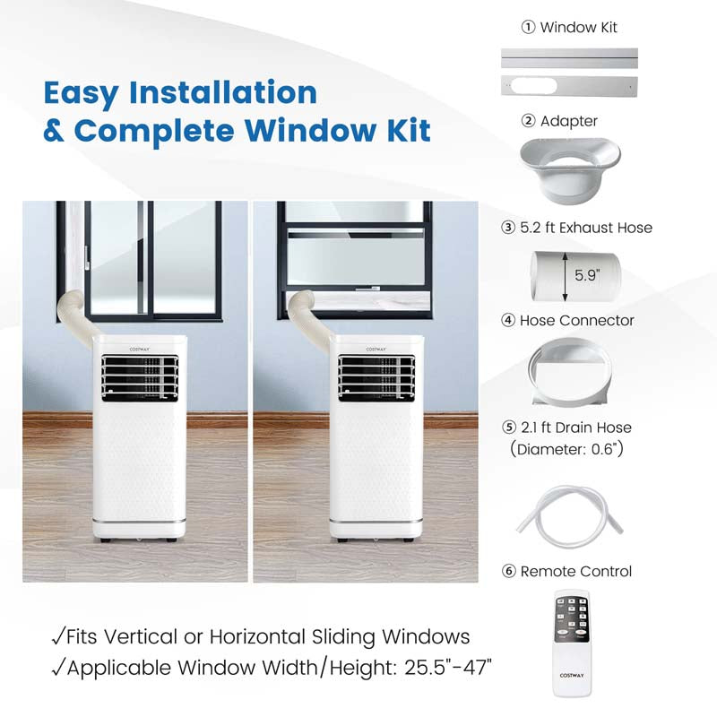 8000 BTU 3-in-1 Portable Air Conditioner Personal AC Unit with Dehumidifier, Fan Mode, Child Lock