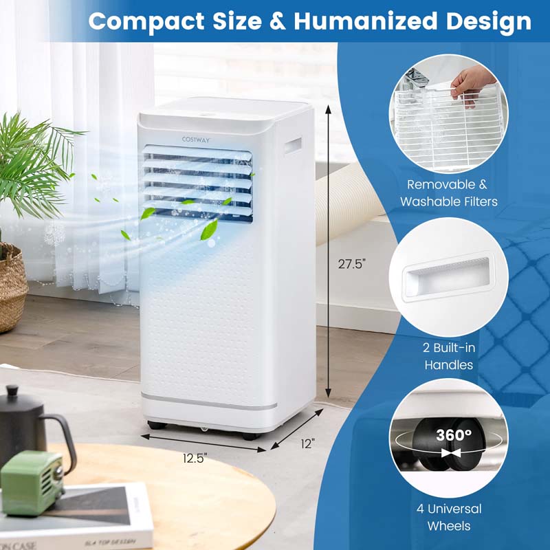 8000 BTU 3-in-1 Portable Air Conditioner Personal AC Unit with Dehumidifier, Fan Mode, Child Lock