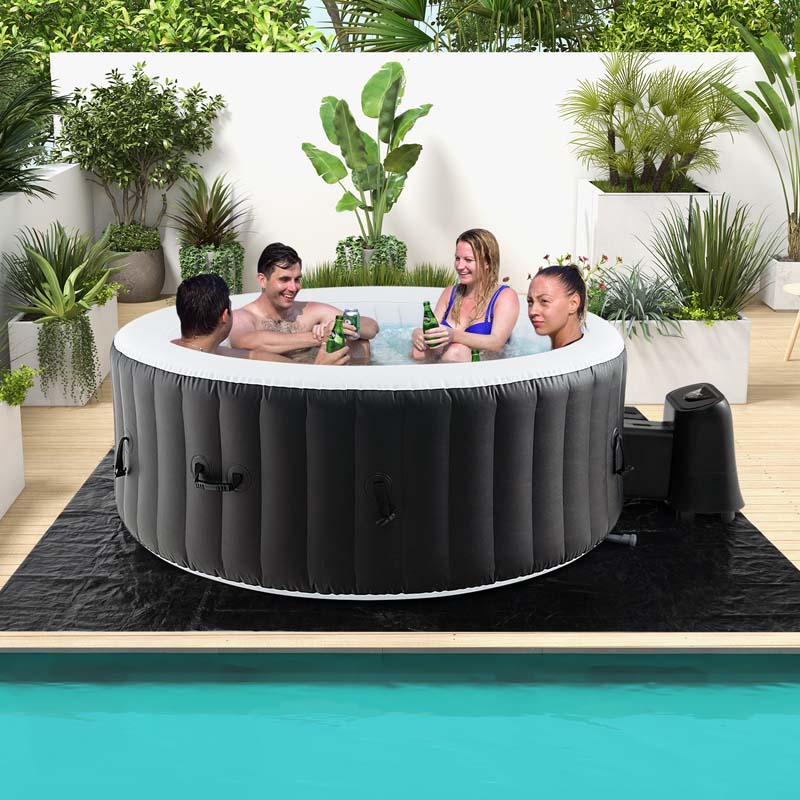 2-6 Person Inflatable Hot Tub with 110/130 Soothing Air Jets, Heater Pump & Cover, Portable Outdoor Water Spa Tub for Backyard