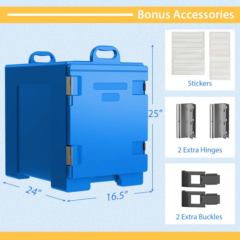 81 QT End-Loading Insulated Food Pan Carrier for 5 Full-Size Pans, LLDPE Portable Food Warmer with Fastener