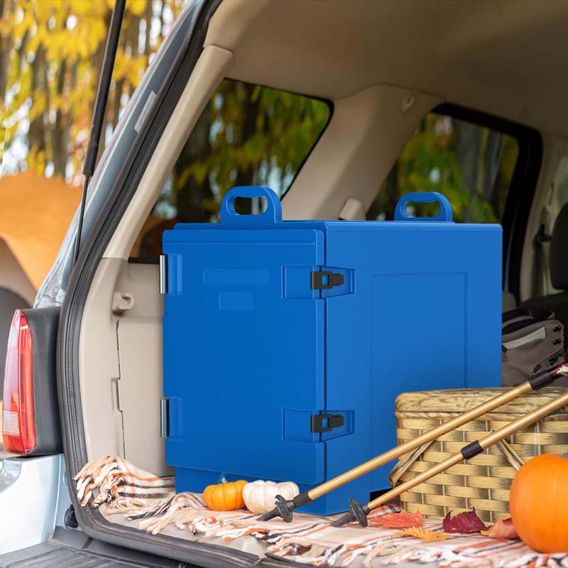 81 QT End-Loading Insulated Food Pan Carrier for 5 Full-Size Pans, LLDPE Portable Food Warmer with Fastener
