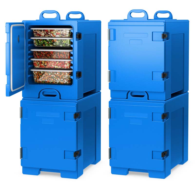 81 QT End-Loading Insulated Food Pan Carrier for 5 Full-Size Pans, LLDPE Portable Food Warmer with Fastener