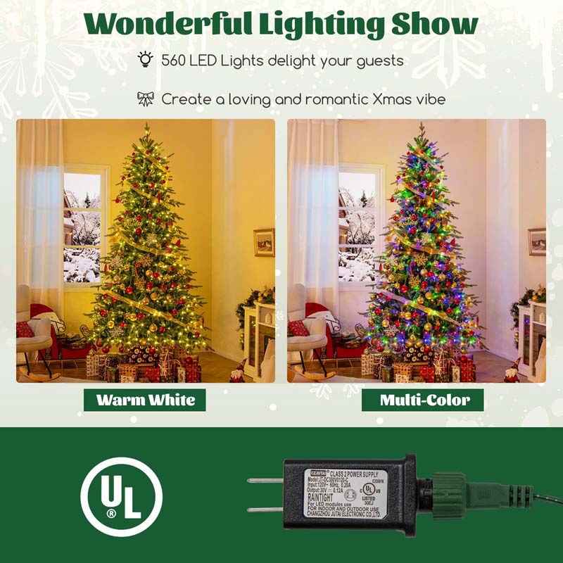 6/7.5/9 FT Pre-lit Artificial Christmas Tree with 260/380/560 Multicolor Lights, 714/1162/1770 Branch Tips, 11 Lighting Modes, Remote & Timer