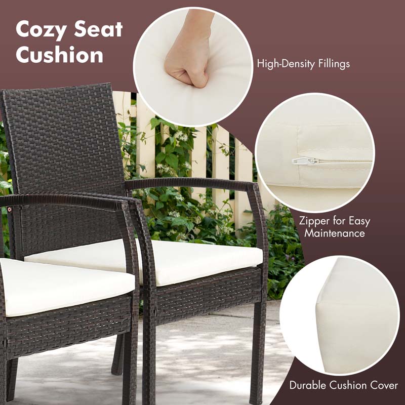 9Pcs Patio Rattan Dining Furniture Set with Acacia Wood Table, Outdoor Table Chairs Set with Cushions and 1.9" Umbrella Hole