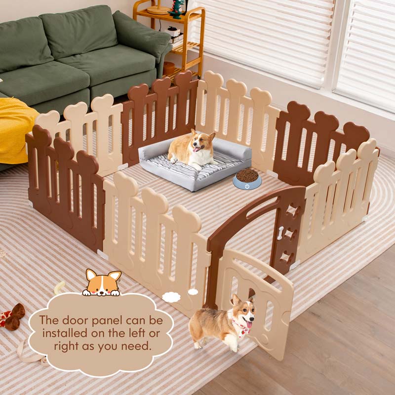 All-Weather 8-Panel Foldable Pet Playpen Gate for Dogs, HDPE Puppy Exercise Pen with Door, Portable Indoor Outdoor Dog Fence