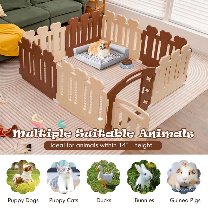 All-Weather 8-Panel Foldable Pet Playpen Gate for Dogs, HDPE Puppy Exercise Pen with Door, Portable Indoor Outdoor Dog Fence