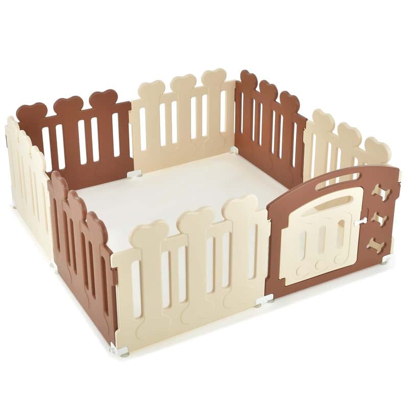 All-Weather 8-Panel Foldable Pet Playpen Gate for Dogs, HDPE Puppy Exercise Pen with Door, Portable Indoor Outdoor Dog Fence