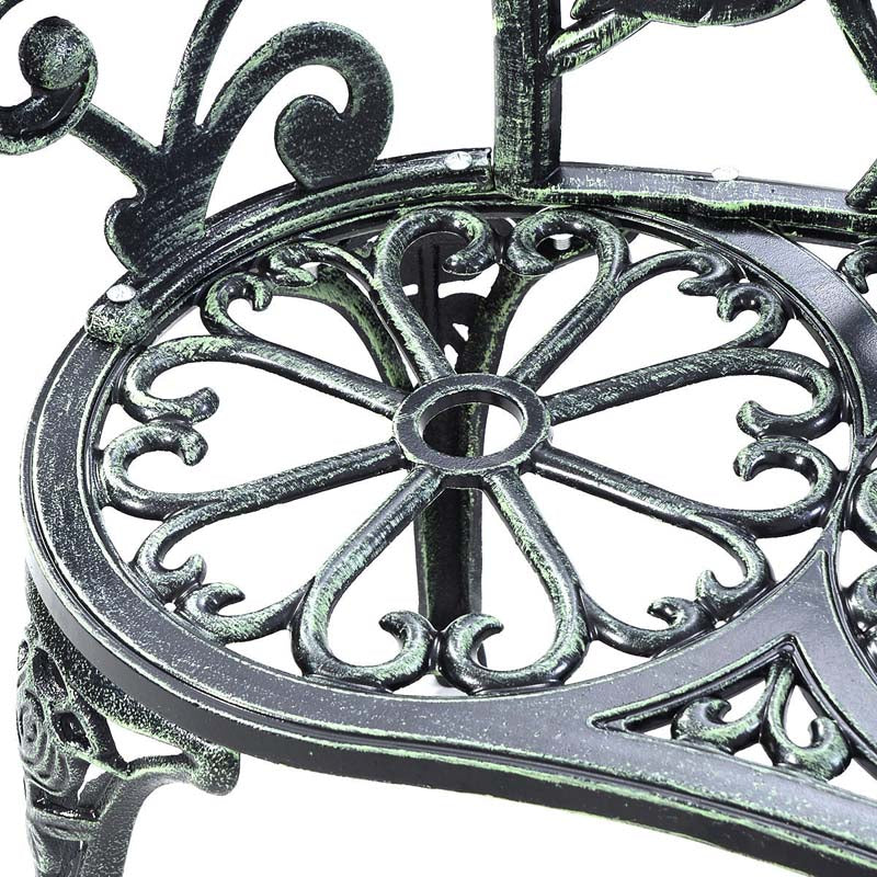 Antique Style Outdoor Garden Bench Park Bench, All-Weather Patio Bench Chair Loveseat with Cast Aluminum Seat & Backrest