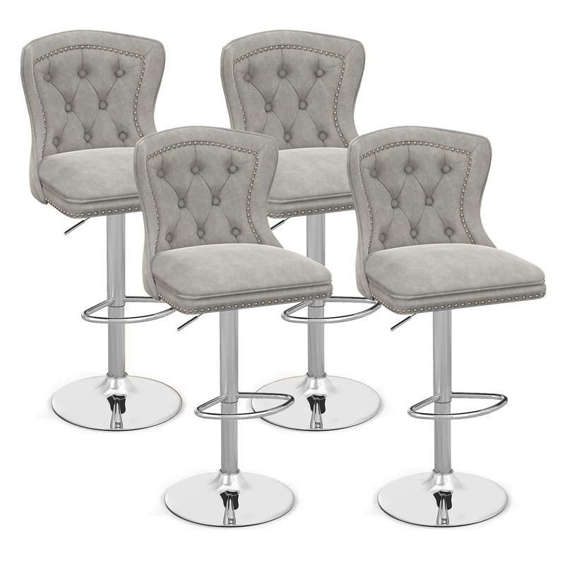 Dutch Velvet Swivel Bar Stools Set of 2, Adjustable Height Bar Chair with Footrest & Metal Base for Kitchen Island, Home & Pub