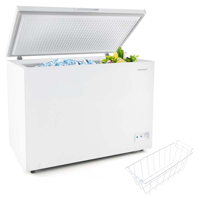 10 Cu.Ft. Chest Freezer Compact Deep Freezer with 7-Level Adjustable Temperature, Removable Basket