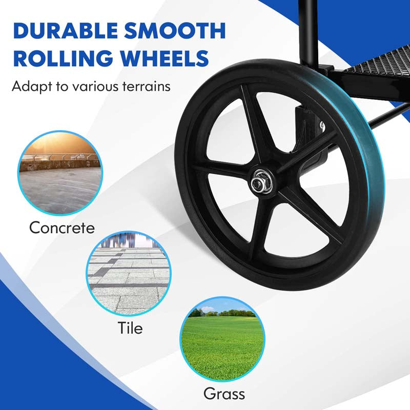 330 LBS Capacity Foldable Jumbo Shopping Cart w/360 Rolling Swivel Wheels, Double Basket, Heavy Duty Folding Utility Cart for Grocery Laundry Luggage