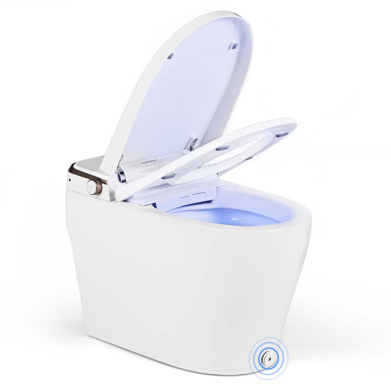 Elongated Smart Toilet with Built-in Bidet, Heated Seat, Auto Open/Close, Foot Sensor, Dryer, Night Light & 1.09 GPF Automatic/Blackout Flush