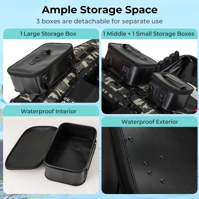 Inflatable Fishing Float Tube, 350LBS Portable Belly Boat with Rod Rack Basket, Fish Finder Holder, Fish Ruler, 3 Storage Boxes & Pump