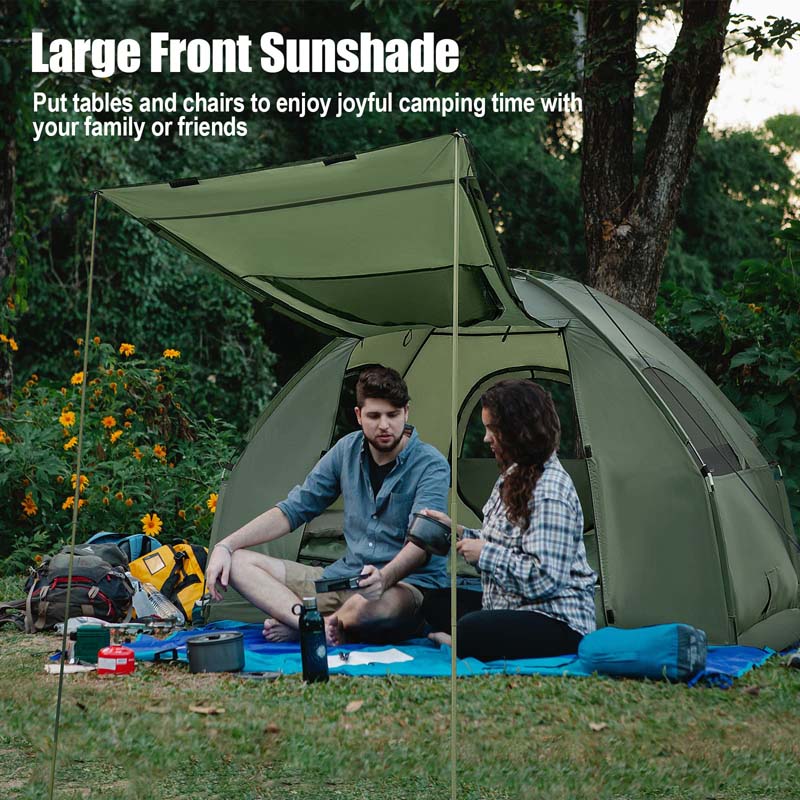 5-in-1 Camping Tent Cot for 1-Person, Foldable Elevated Tent with Awning, Air Mattress, Sleeping Bag & Carrying Bag for Outdoor Hiking & Picnic