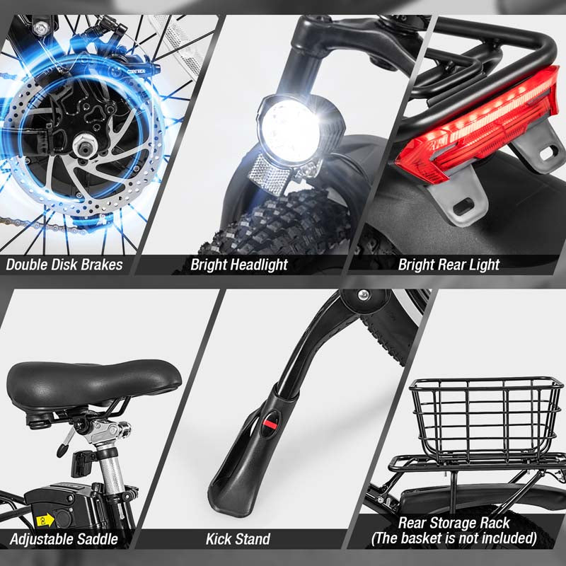 Folding Electric Bike for Adults with 20" Fat Tires, 750W Brushless Motor, 30MPH, 44-Mile Range, LCD Display & Fork Suspension for Snow/Sand Commuting