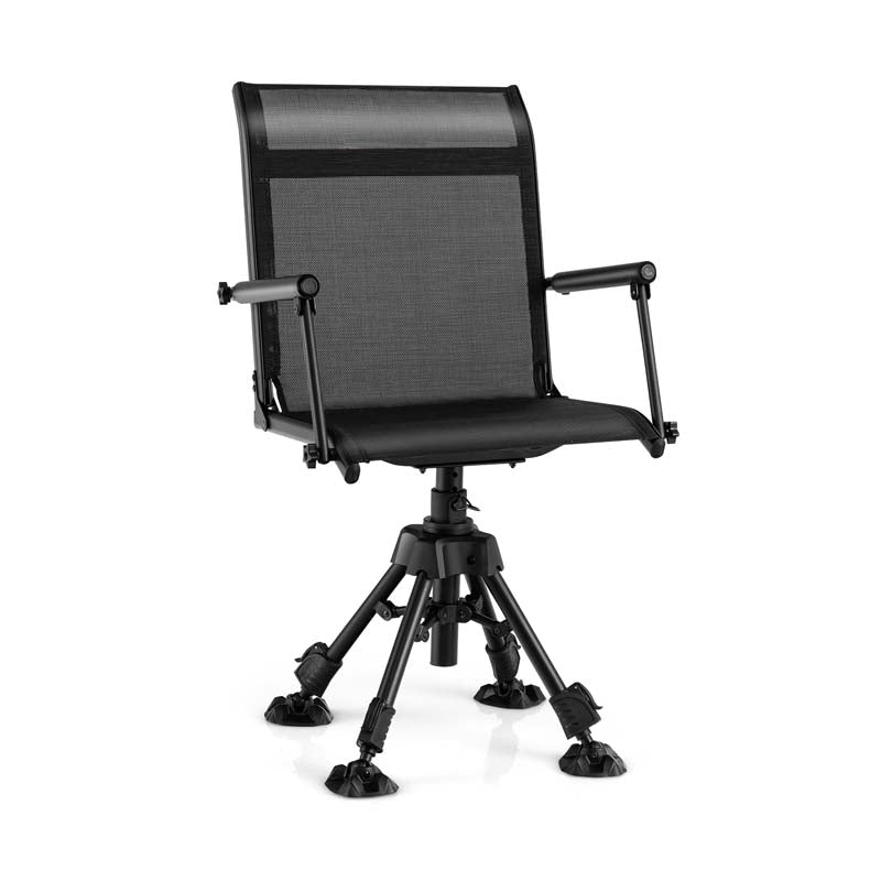 360° Swivel Silent Folding Hunting Blind Chair for Shooting Fishing, Portable Sniper Seat with 4 Adjustable Legs, All-Terrain Foot Pads