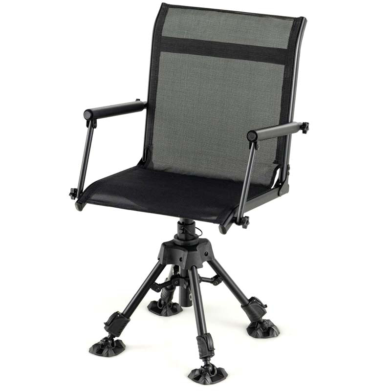 360° Swivel Silent Folding Hunting Blind Chair for Shooting Fishing, Portable Sniper Seat with 4 Adjustable Legs, All-Terrain Foot Pads