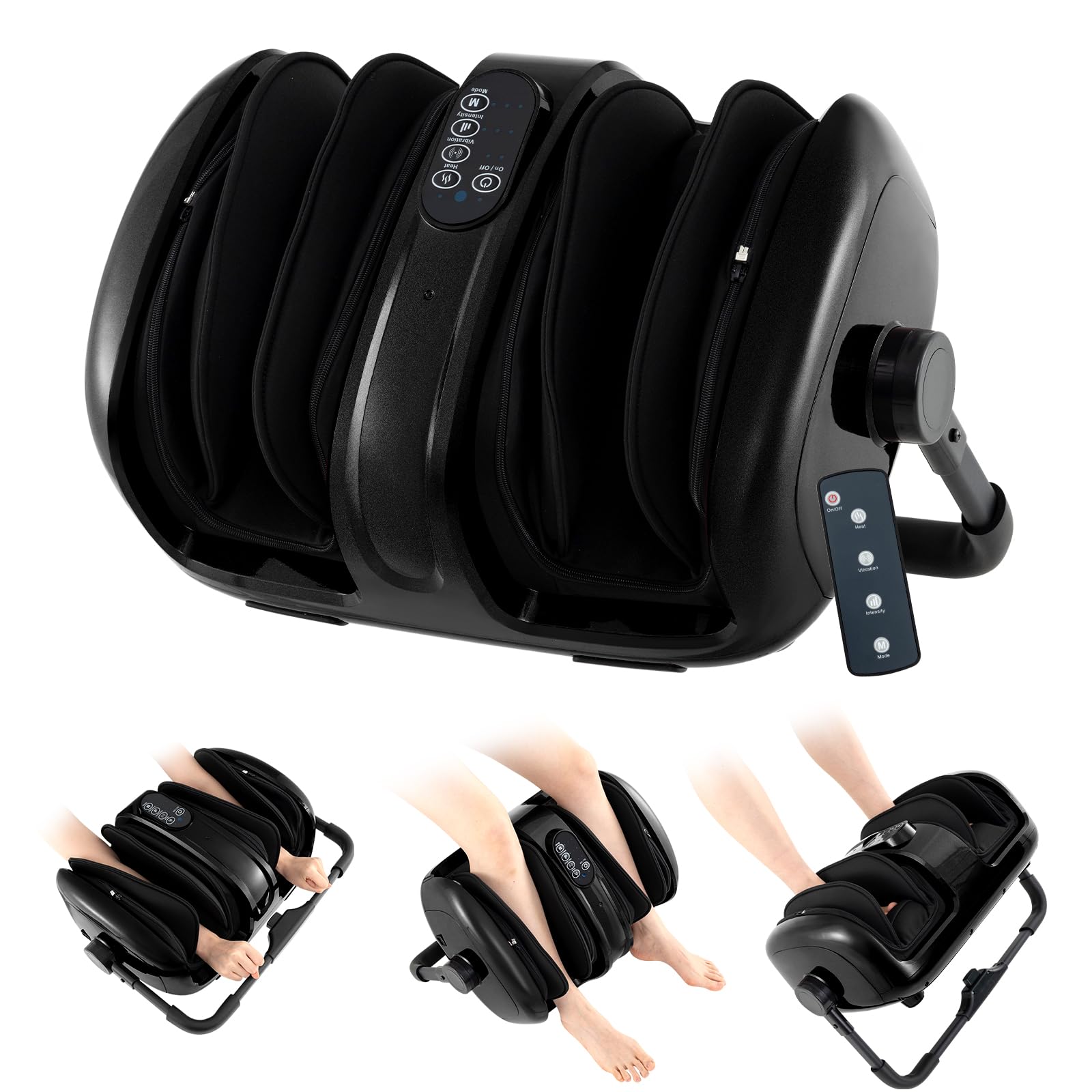 Foot and Calf Massager with Heat for Blood Circulation Pain Relief-Black | Costway Foot and Calf Massager with Heat for Blood Circulation Pain Relief-Black | Costway