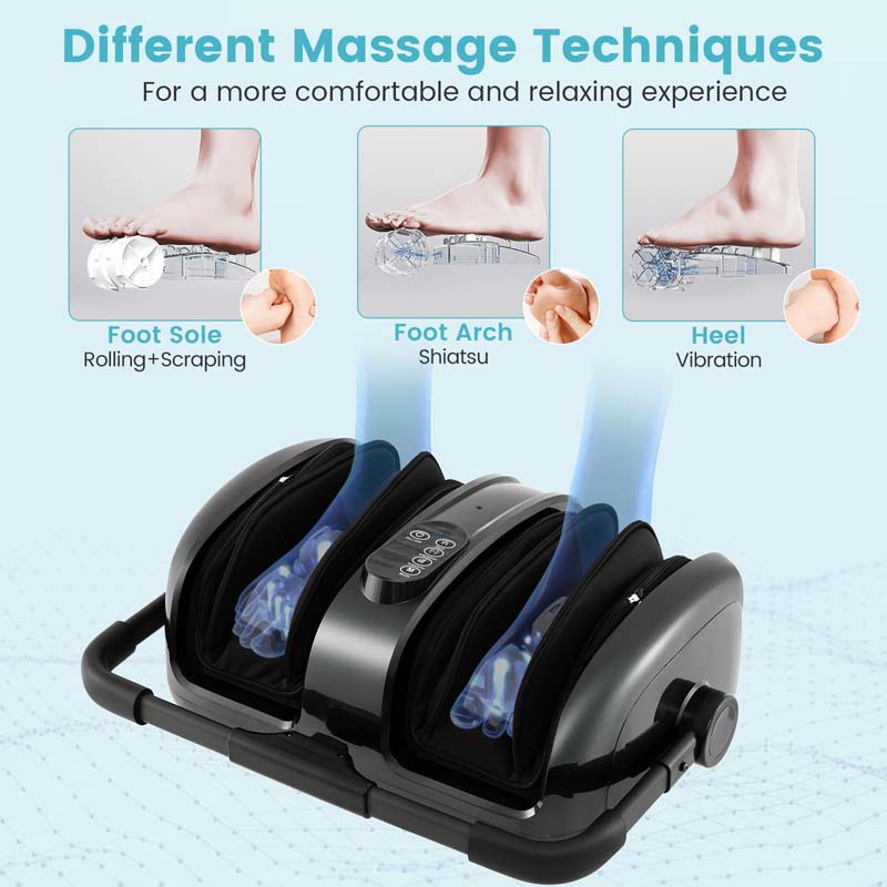 Shiatsu Foot & Calf Massager with Heat, Vibration Compression Electric Leg Massager for Neuropathy, Plantar Fasciitis Relief, Muscle Arm Relax