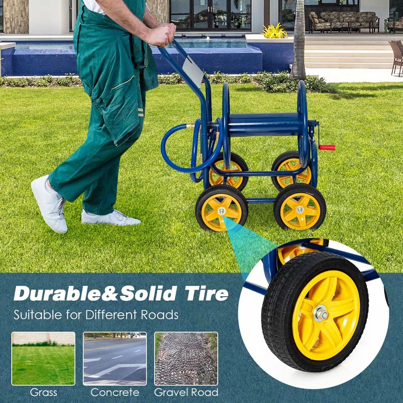 Garden Hose Reel Cart Holds 330 FT of 3/4" or 5/8” & 400 FT of 1/2" Hose, Heavy Duty Yard Water Planting Cart