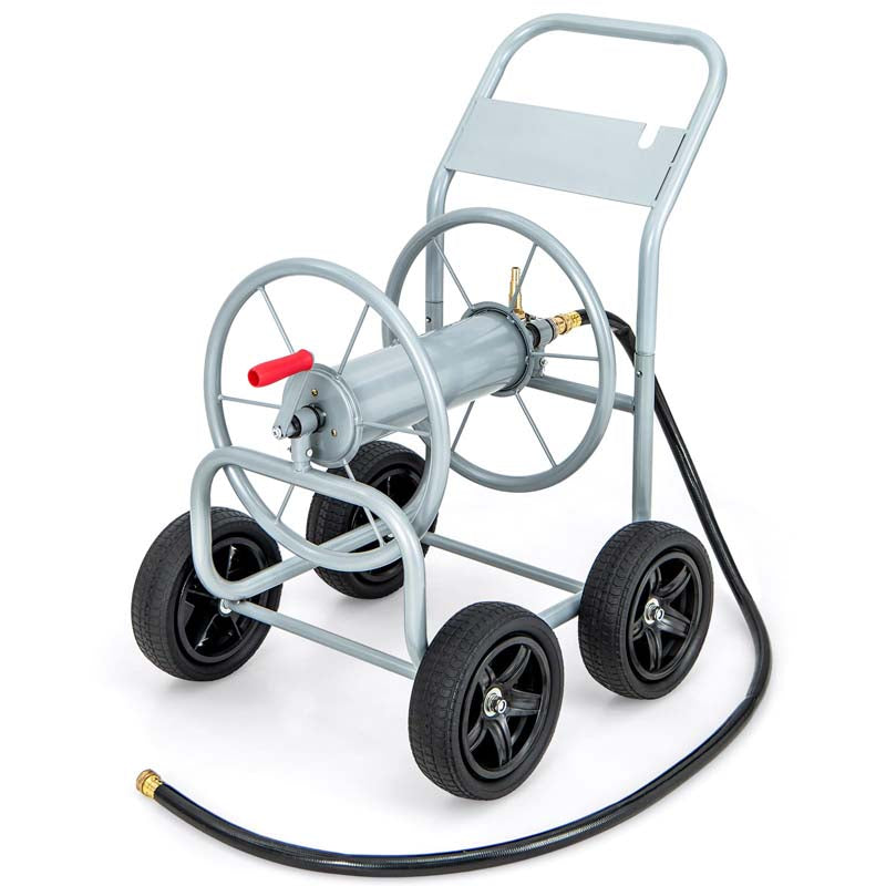 Garden Hose Reel Cart Holds 330 FT of 3/4" or 5/8” & 400 FT of 1/2" Hose, Heavy Duty Yard Water Planting Cart