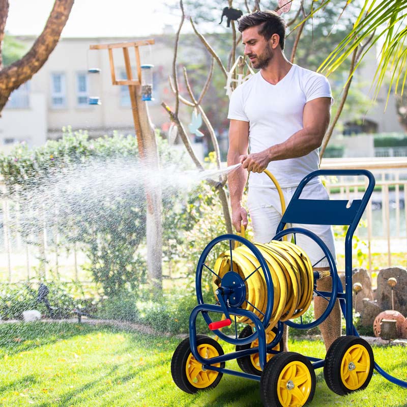 Garden Hose Reel Cart Holds 330 FT of 3/4" or 5/8” & 400 FT of 1/2" Hose, Heavy Duty Yard Water Planting Cart