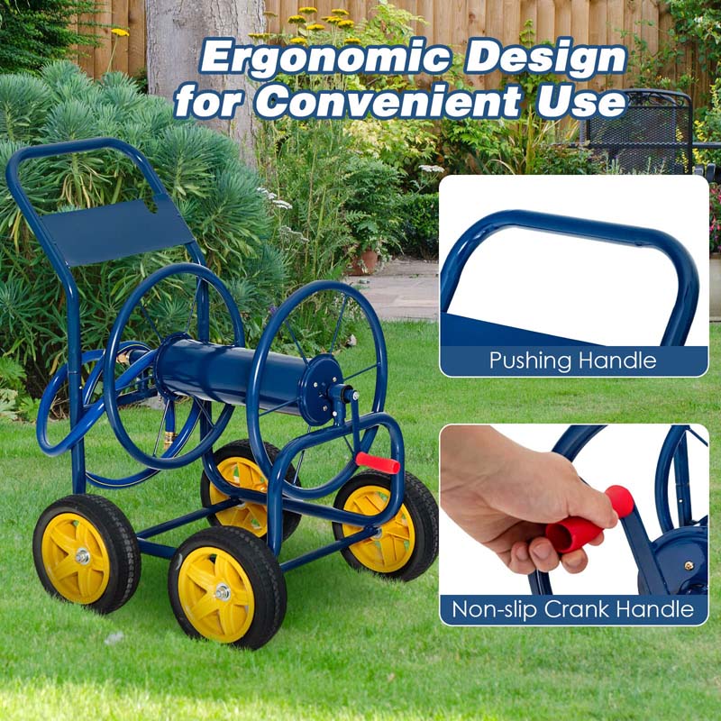 Garden Hose Reel Cart Holds 330 FT of 3/4" or 5/8” & 400 FT of 1/2" Hose, Heavy Duty Yard Water Planting Cart