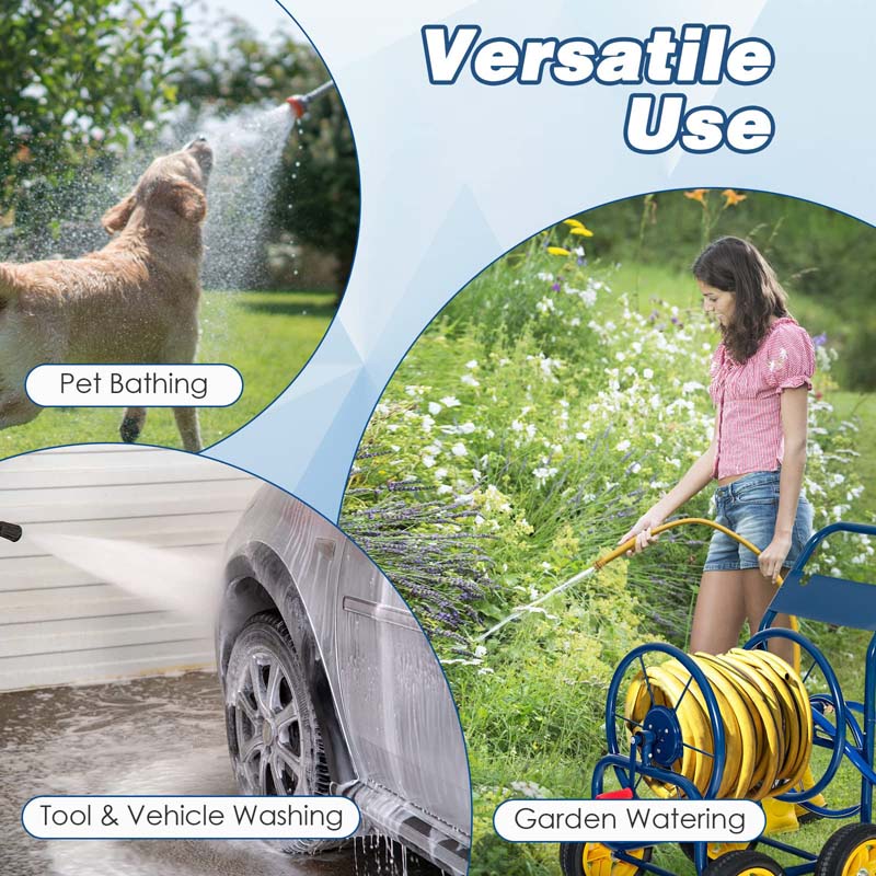 Garden Hose Reel Cart Holds 330 FT of 3/4" or 5/8” & 400 FT of 1/2" Hose, Heavy Duty Yard Water Planting Cart