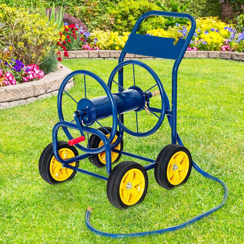 Garden Hose Reel Cart Holds 330 FT of 3/4" or 5/8” & 400 FT of 1/2" Hose, Heavy Duty Yard Water Planting Cart