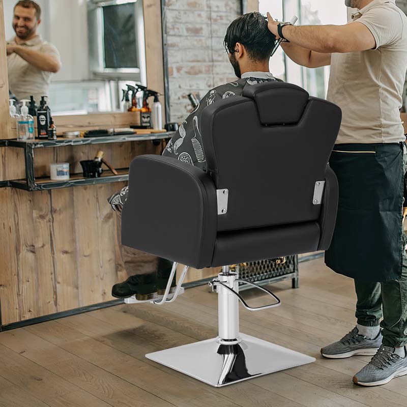 360° Swivel Salon Barber Chair with Adjustable Seat Height and Heavy Duty Hydraulic Pump