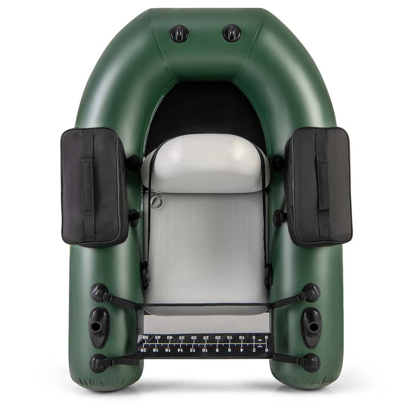 Inflatable Fishing Float Tube with 2 Large Storage Pockets, Angling Base, 20" Fish Ruler & 4 Motor Buckles, 352LBS Capacity Belly Boat for Fly Fishing