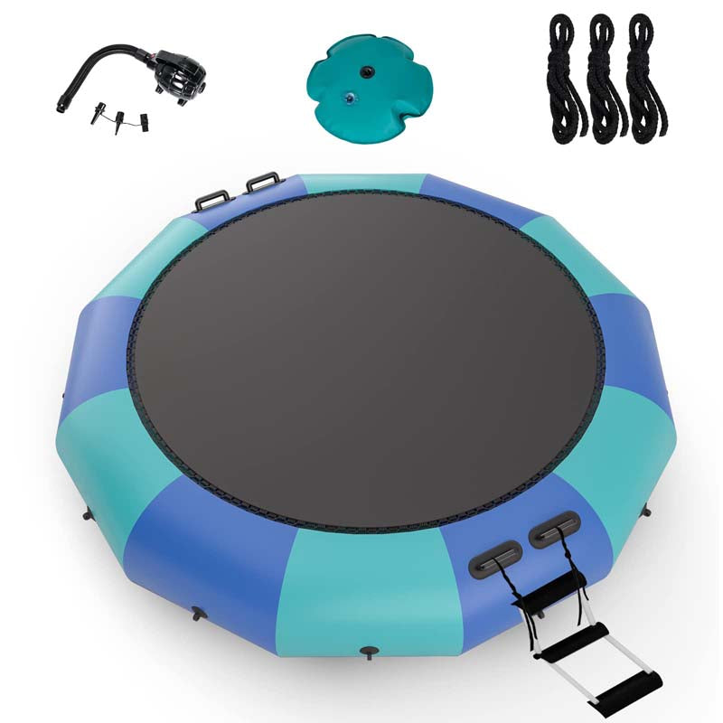 10 FT Inflatable Water Bouncer Trampoline Portable Bounce Swim Platform for Lakes Pools Calm Sea