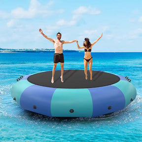 15 FT Inflatable Water Bouncer Trampoline Portable Bounce Swim Platform for Lakes Pools Calm Sea