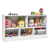 Kids 2-Shelf Wooden Bookcase, 5-Cube Toy Storage Organizer for Playroom, Classroom & Home, Multipurpose Daycare Montessori Bookshelf for Books Toys