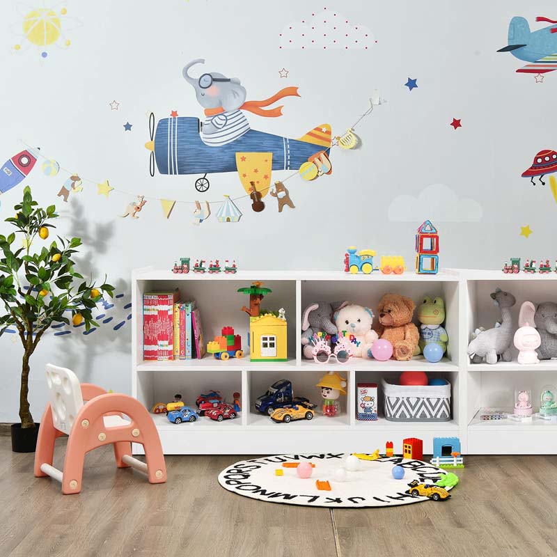 Kids 2-Shelf Wooden Bookcase, 5-Cube Toy Storage Organizer for Playroom, Classroom & Home, Multipurpose Daycare Montessori Bookshelf for Books Toys