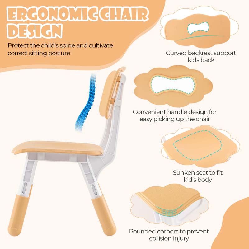 Kids Table and 4 Chairs Set, Height Adjustable Toddler Art Activity Desk with 4 Seats & Graffiti Desktop for Home, Daycare & Playroom
