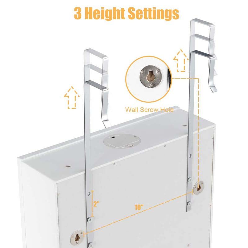 Wall/Door Mounted Jewelry Cabinet with Full Length Mirror, Lockable Jewelry Armoire Organizer with 6 Drawers & 5 LED Lights