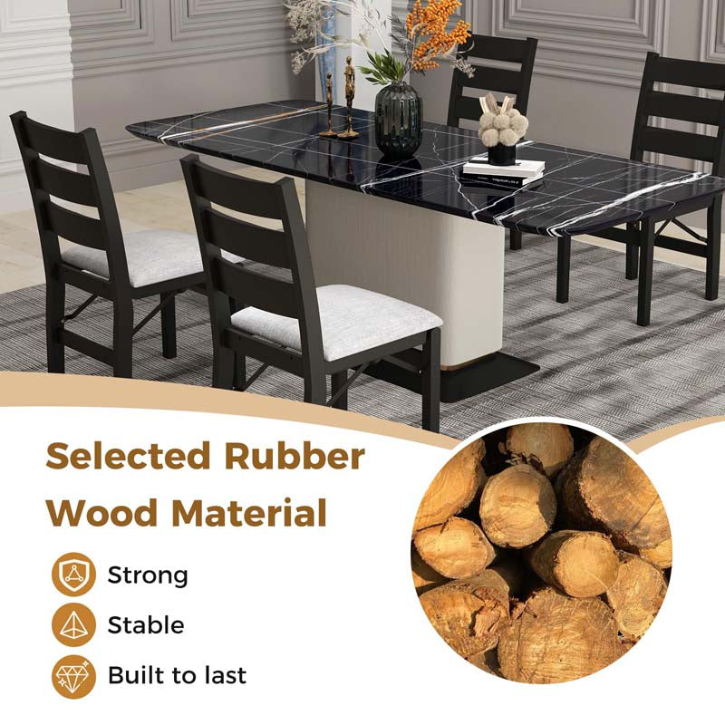 Modern Upholstered Folding Dining Chairs Set of 2/4, Rubber Wood Armless Kitchen Chairs with Slatted Backrest, Padded Seat for Living & Dining Room