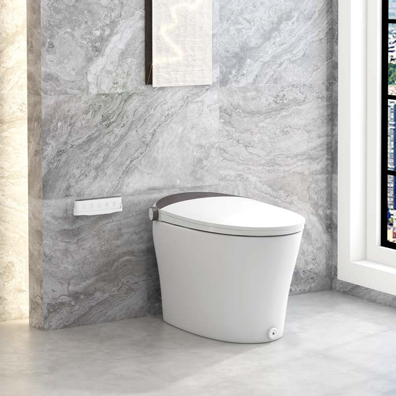 Elongated Smart Toilet, Bidet Toilet with Adjustable Heated Seat, Auto Open/Close, Foot Sensor, Dryer, Night Light & 1.16 GPF Automatic/Blackout Flush