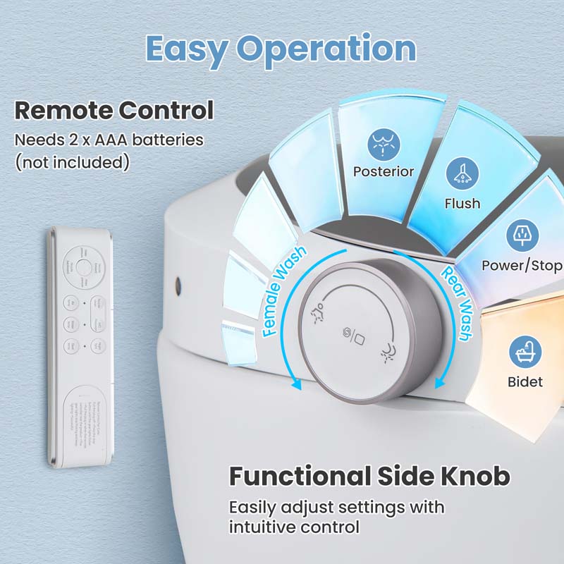 Elongated Smart Toilet, Bidet Toilet with Adjustable Heated Seat, Auto Open/Close, Foot Sensor, Dryer, Night Light & 1.16 GPF Automatic/Blackout Flush